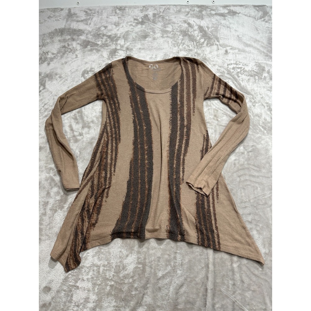 Go Couture Open Front Cardigan Sweater Women's Size Medium Brown Long Sleeve
